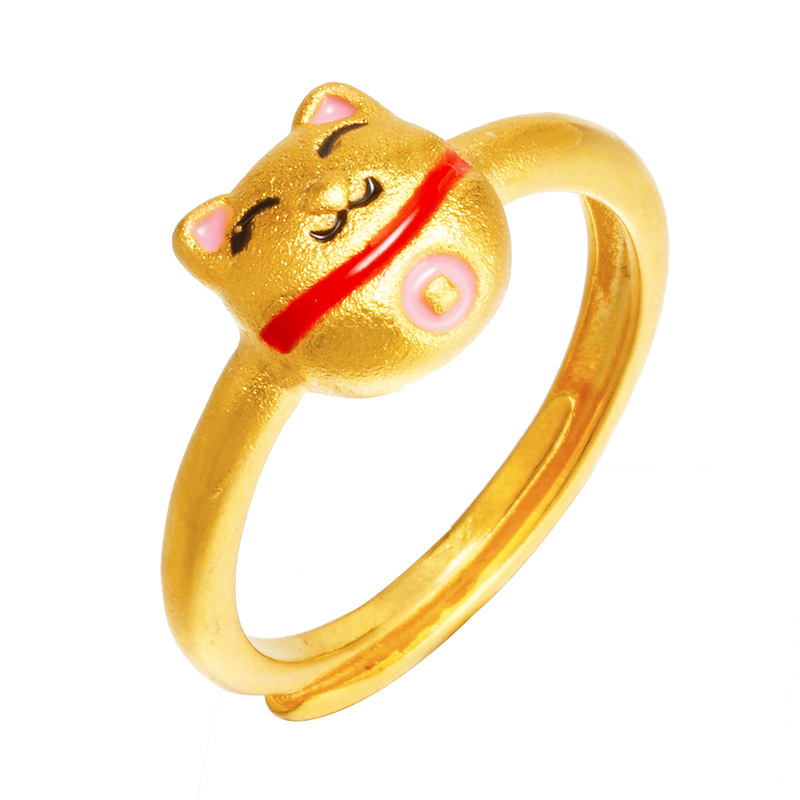 Nhẫn Đồng Mạ Vàng 24k Hình Mèo Xinh Xắn