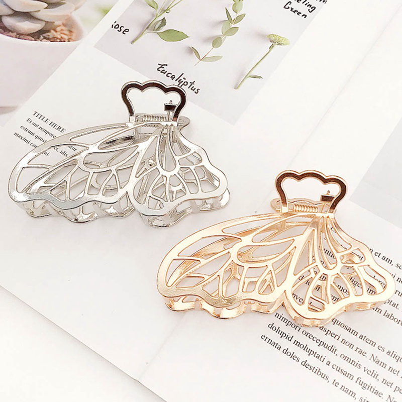 Kẹp tóc hình bướm cỡ lớn bằng kim loại thiết kế đơn giản cho nữ