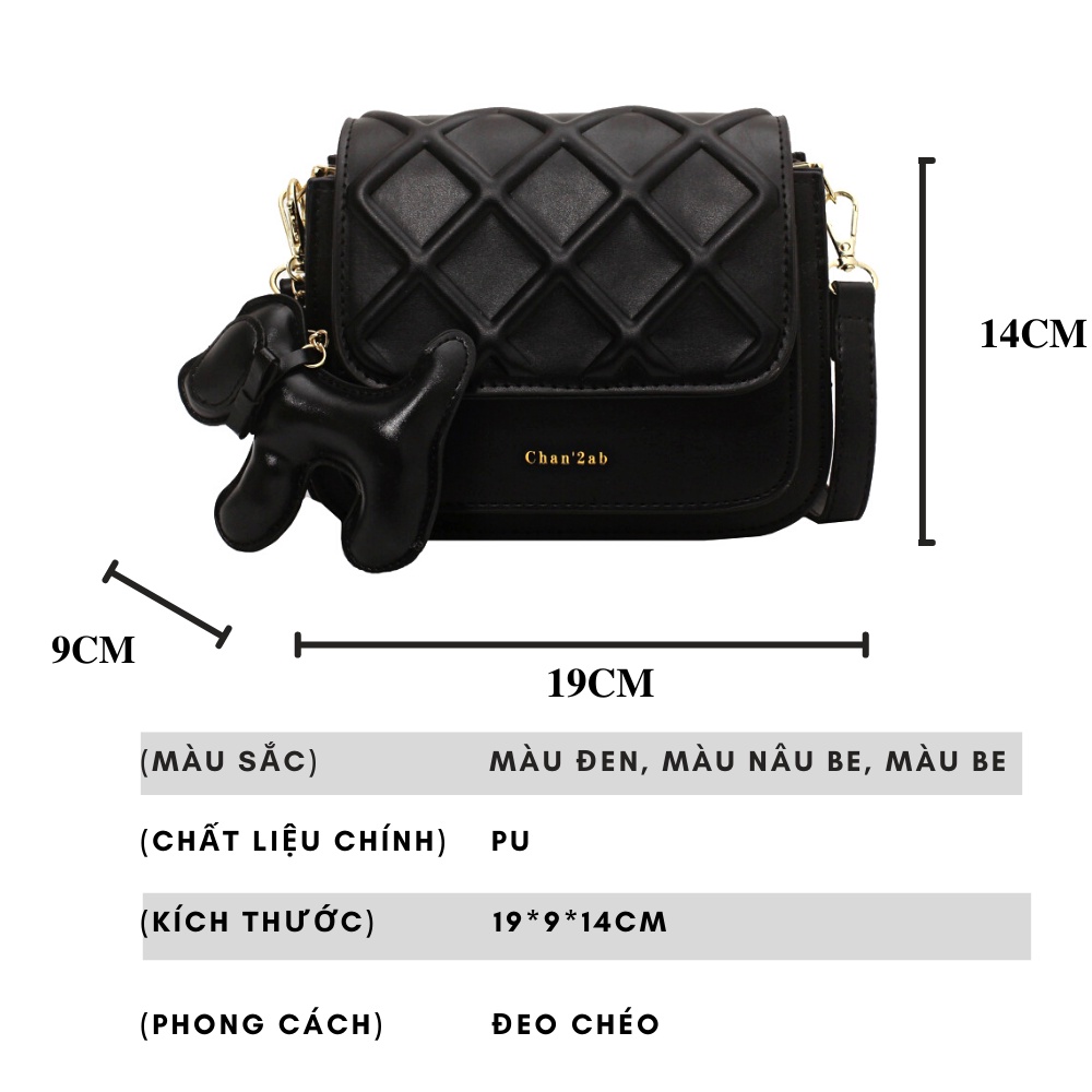 Túi xách nữ đeo chéo thời trang nhiều ngăn hàng Quảng Châu kèm móc khóa cao cấp  3N- 61717