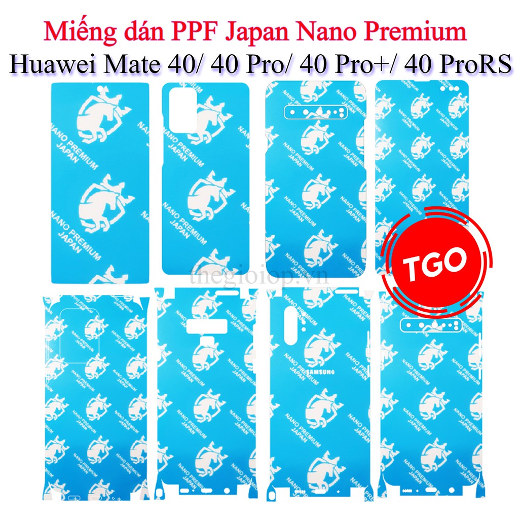 Miếng dán PPF cao cấp Huawei Mate 40 / Mate 40 Pro / Mate 40 Pro Plus / Mate 40 RS Japan Nano Pemium màn hình, mặt lưng