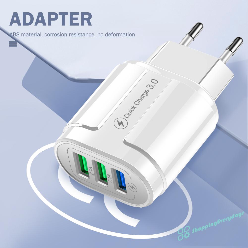 Cốc Sạc Nhanh 3 Cổng Usb Qc3.0 Gắn Tường Tiện Lợi