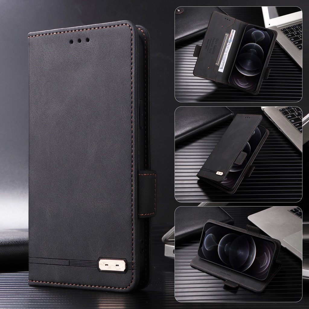 OPPO A38 A58 A78 A98 A17k A77s A57 A96 A76 A55 A16 A54 A15/A15s A73 A12 A5s A7 F9 A3s/A12e Bao Da Điện Thoại Dạng Ví Chống Trộm Cho