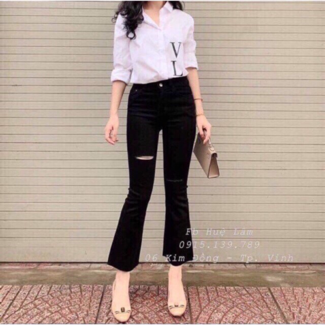 Quần jeans vẩy xẻ đùi