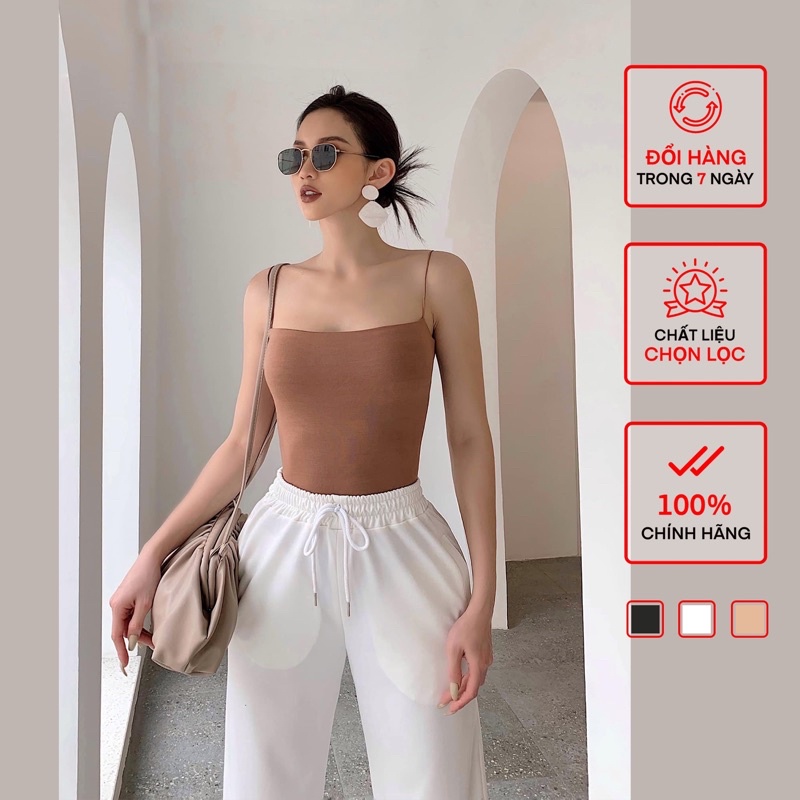 Áo Hai Dây Thường Nữ Busy Thun Dẻo Co Giãn 2 Lớp Không Viền Ôm Sát HDT