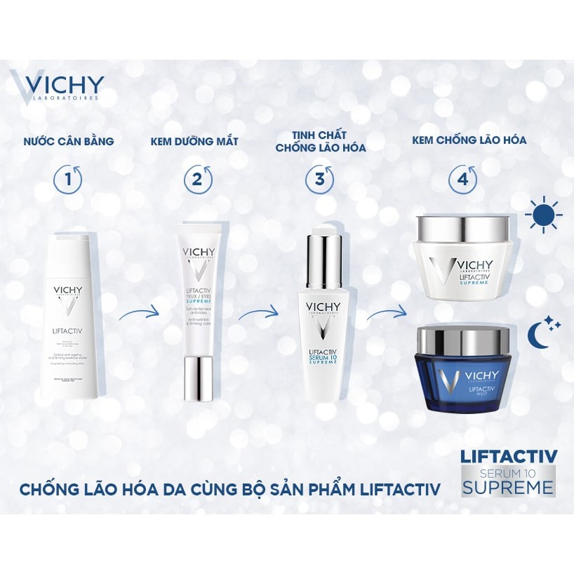 VICHY LIFTACTIV Kem dưỡng mắt giúp giảm vết nhăn và quầng thâm, tan bọng mắt 15ml