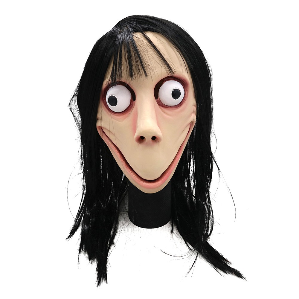 domyhome Death Game MOMO Mask No Bang Style SCARY Mask Tern Halloween Female Ghost Wig Masks Festival Party Playing Supplies domyhome