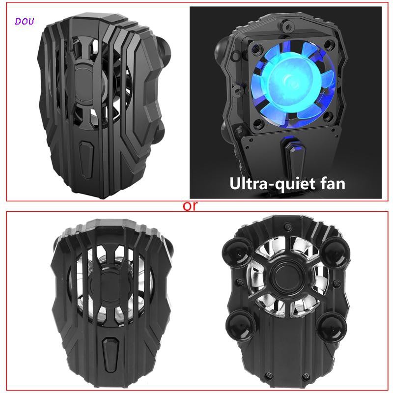 DOU Mobile Phone Cooler Silent Phone Radiator LED Light Cooling Fan for iPhone An-droid Cellphones Controller Handle