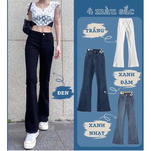 Quần Jeans Ống Loe Quần Bò Ống Loe Lưng Cao Co Giãn 4 Chiều - CHUẨN HÀN KR STYLE Free Ship