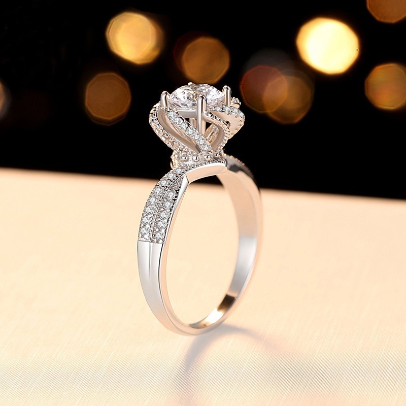White Gold Opening Adjustment Diamond Vertical Ring