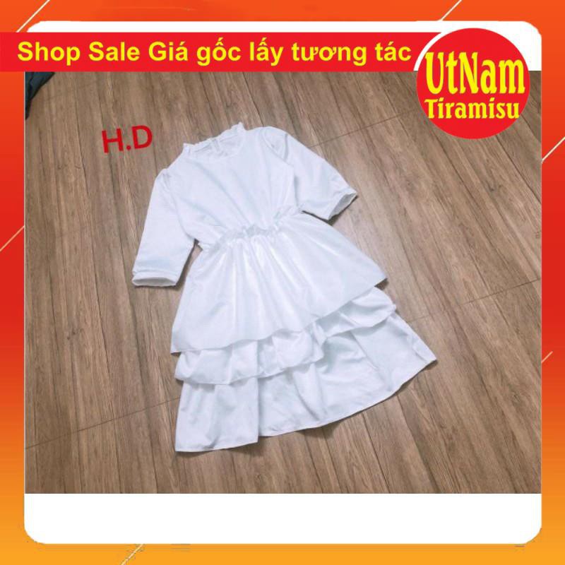 (RẺ VÔ ĐỊCH)VÁY BABYDOLL XẾP TẦNG ❤ Đầm trắng dài công chúa(ảnh thật + Video shop tự quay)❤Đầm nữ dự tiệc ba tầng giá rẻ