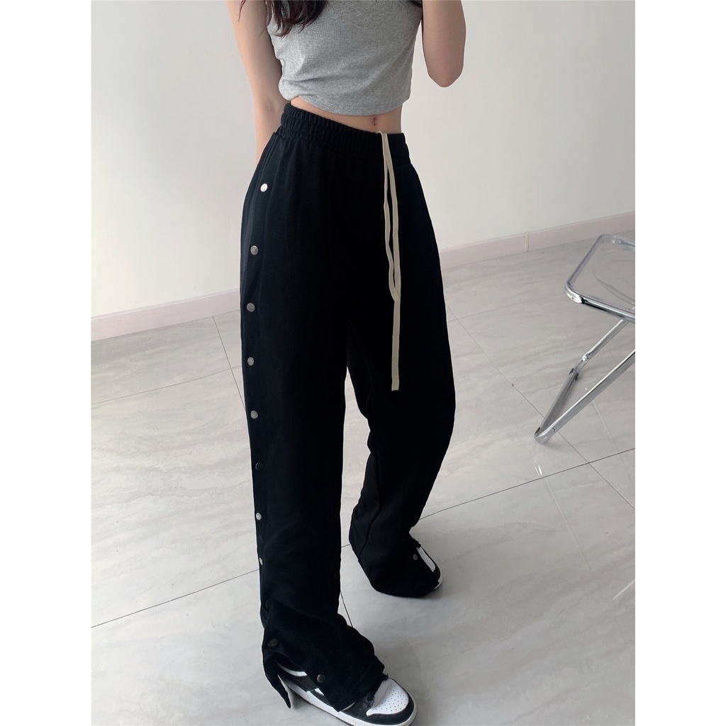 Cocory vn Quần ống rộng xẻ tà kiểu dáng thời trang phong cách retro dành cho nữ