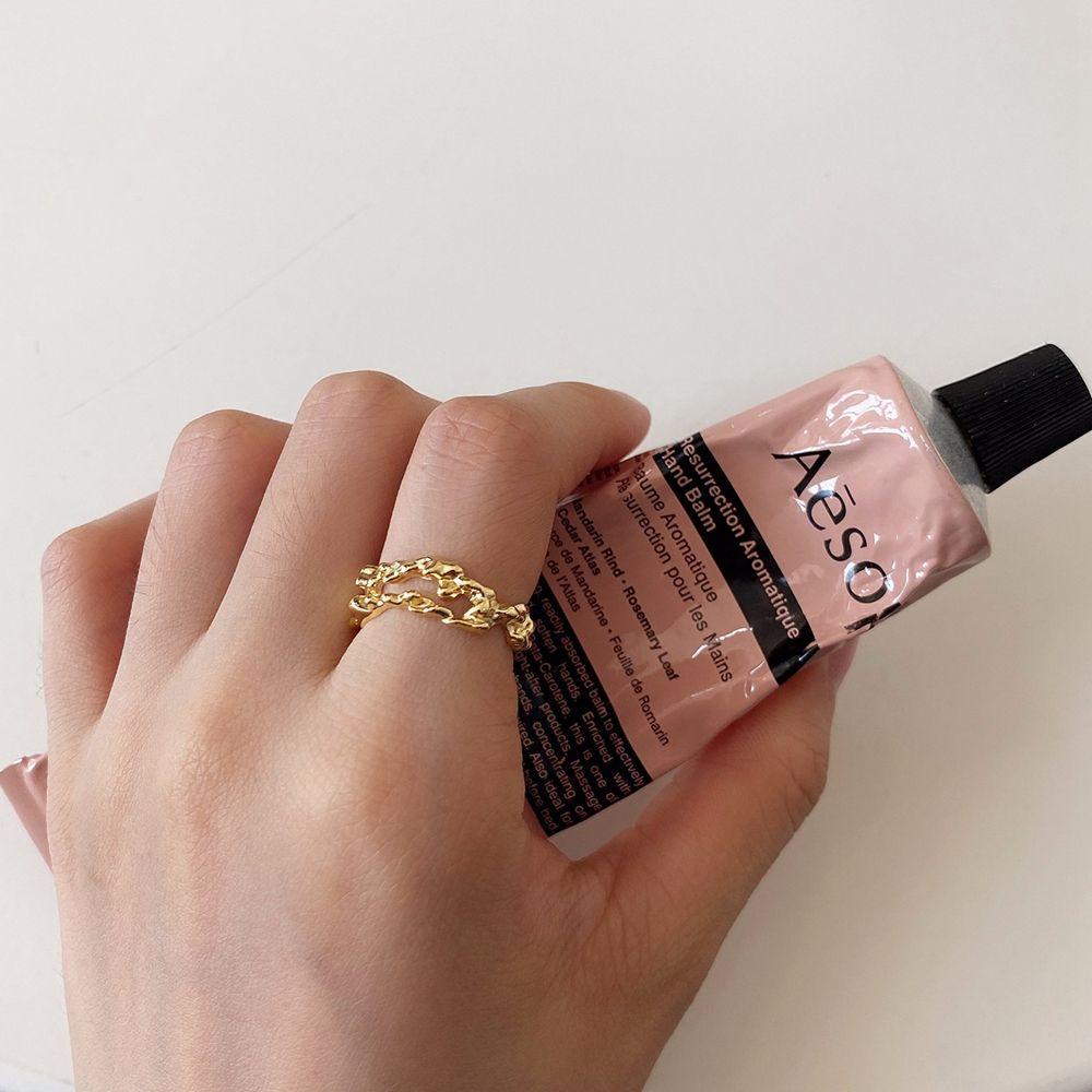 Nhẫn Thiết Kế Bất Đối Xứng Đơn Giản Phong Cách Punk Hàn Quốc Thời Trang Cho Nữ