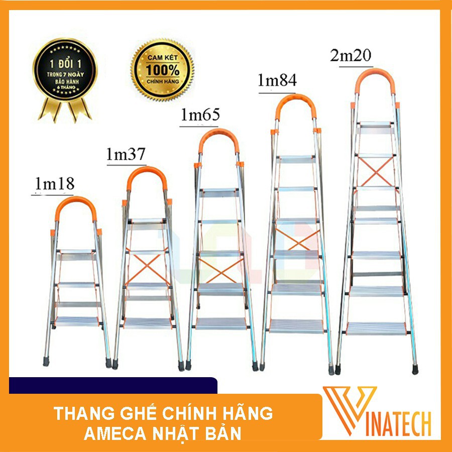 Thang Nhôm Ghế Tay Vịn, Siêu Nhẹ, Gấp Gọn 3,4,5,6 Bậc Cao Cấp MoMen