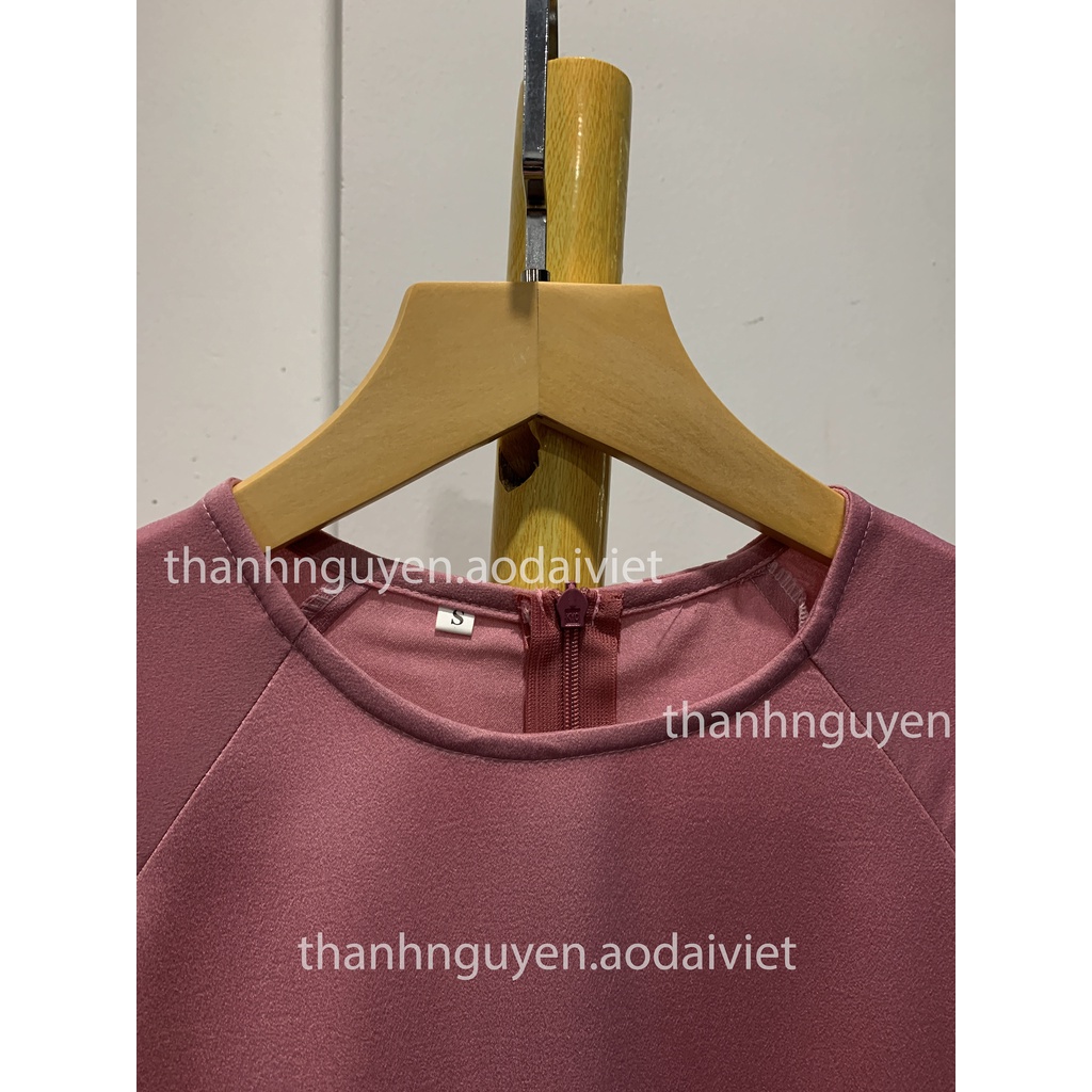 Áo dài hồng đỗ dáng suông truyền thống lụa Tây Thi