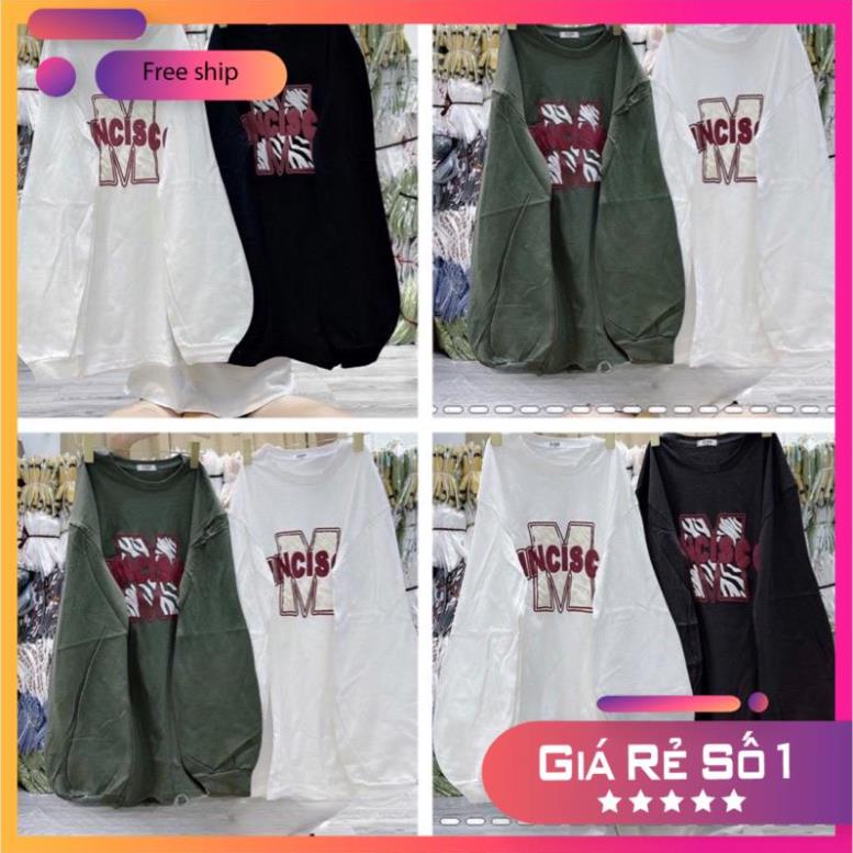 [Xả kho] Áo Thun Nữ Dài Tay Chữ M Vải Cotton Dày Dặn Tay Phồng Phong Cách Trẻ Trung( Hàng Sẵn)
