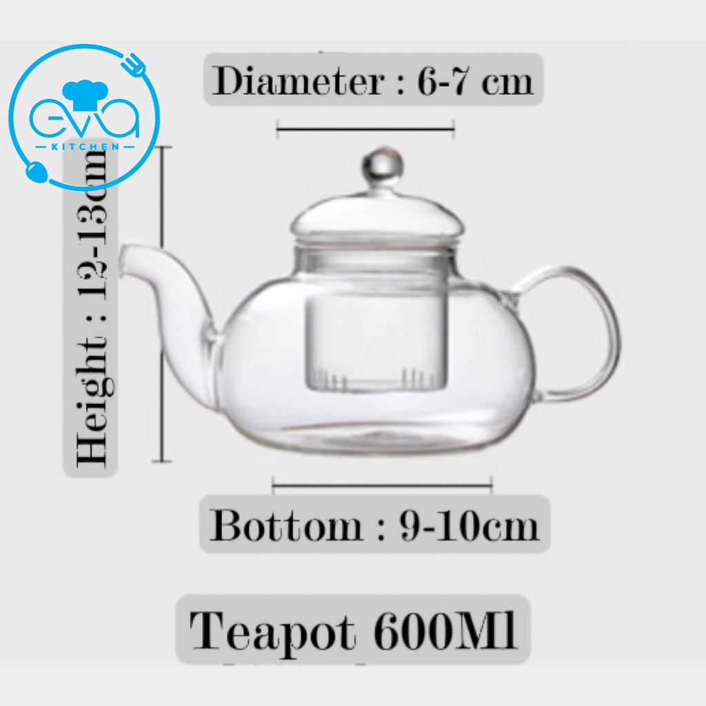 Bình Trà / Ấm Trà Thuỷ Tinh Chịu Nhiệt Kèm Lõi Lọc Trà Thuỷ Tinh 600 Ml Cao Cấp Sang Trong SP918