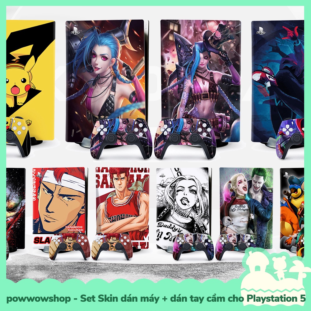 PS5 Disk Set Skin Decal Dán Máy Game Playstation 5 và Dán Tay Cầm Anime Manga Game