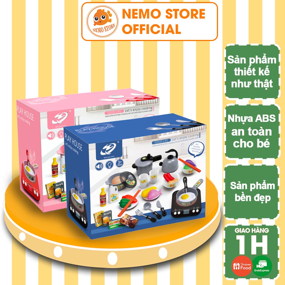 Đồ chơi nấu ăn cho bé gái, trai bộ đồ nhà bếp mini 36 món cho bé thỏa sức sáng tạo vui chơi Nemo Store