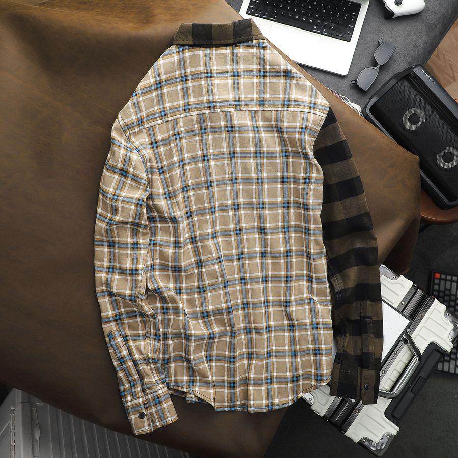 Áo Sơ Mi Nam Dubin Phối Họa Tiết Caro Hai Màu Chất Vải Flannel Mềm Mịn Phong Cách Trẻ Trung Form Chuẩn - FAPAS