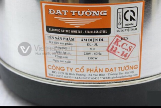 Ấm Siêu Tốc Đạt Tường Loại 05 Lít Tự Ngắt