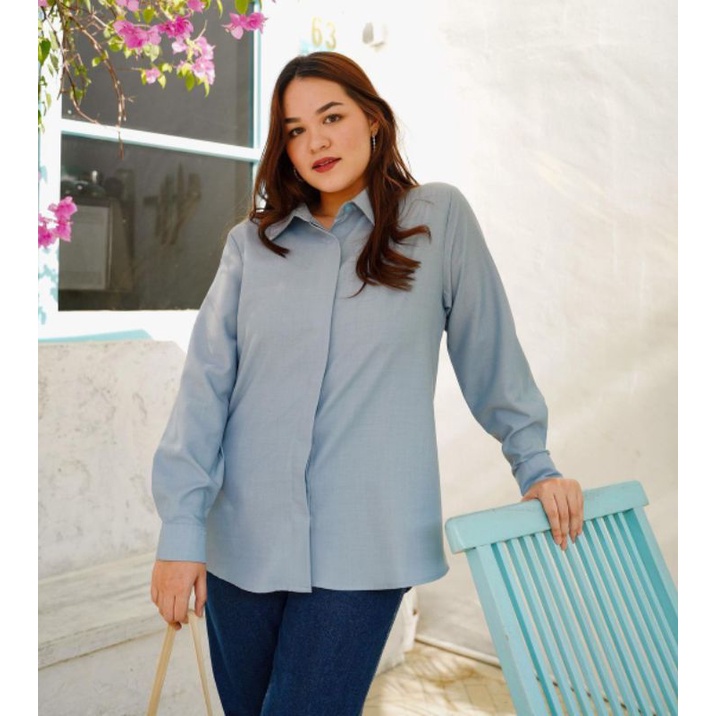 Áo Thun Jumbo Tay Dài 120cm / Size XXL Màu Xanh Da Trời Hàng Ngày Cho Nữ