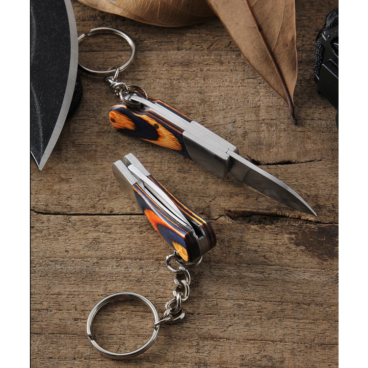 Dao Gấp Làm Móc Khóa Mini - Lưỡi Thép Không Rỉ