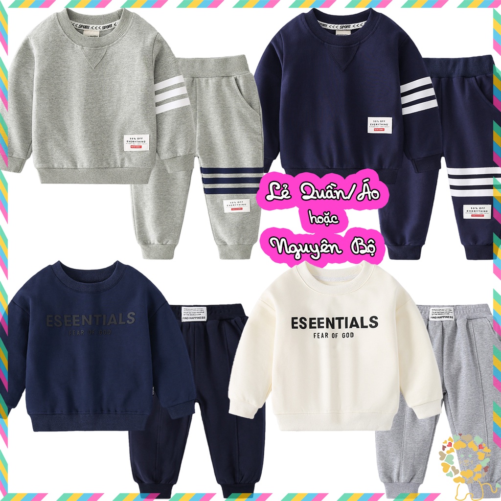 Áo nỉ bé trai áo dài tay trẻ em quần nỉ jogger bé trai mùa đông dáng thể thao size đại 1 lớp mẫu mới 2022