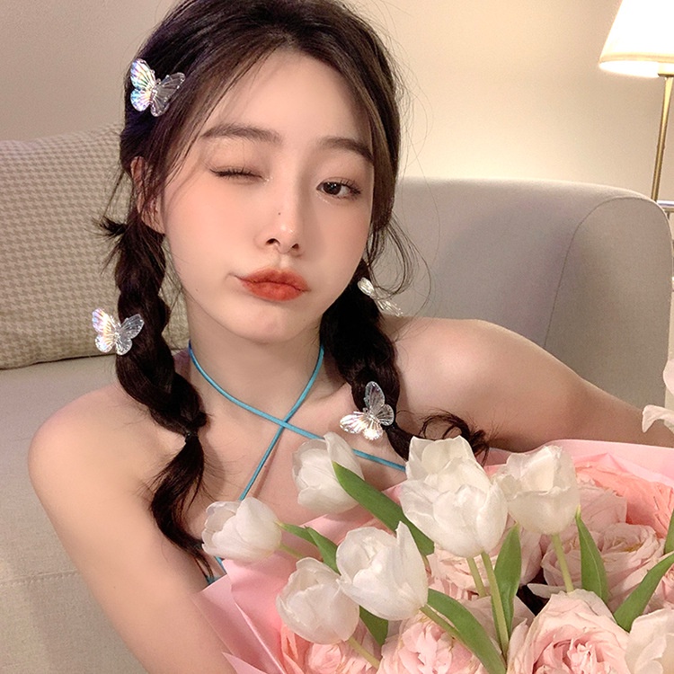 Kẹp Tóc Hình Nơ Màu Hồng/ Trắng/ Hồng Thời Trang Xinh Xắn Cho Nữ