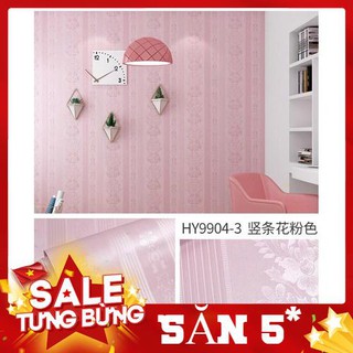 [XẢ] 10m Giấy dán tường sẵn keo khổ 45cm (có ảnh thật) - Mẫu hồng đắt sọc