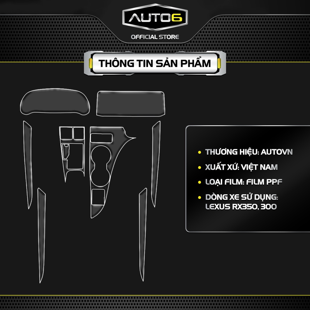 Bộ 8 chi tiết Film PPF trong suốt dán xe LEXUS RX350,300 2020-2022 chống xước bảo vệ nội thất ô tô - AUTO6