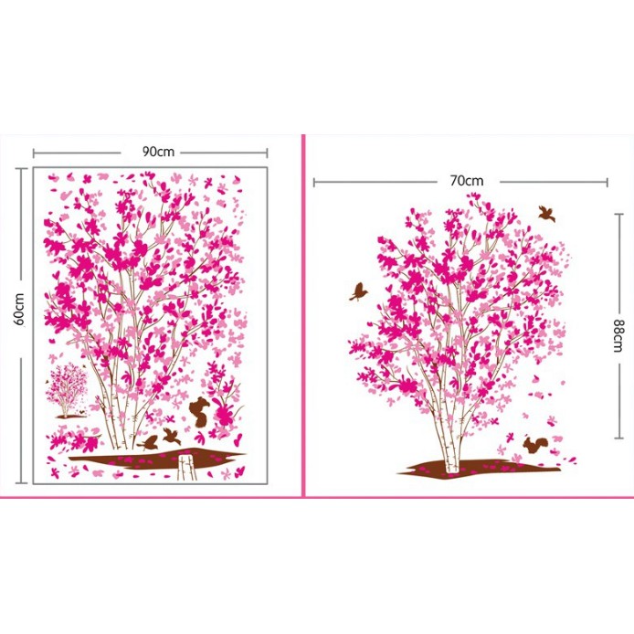 Decal trang trí thân cây Hoa lớn Tím hồng sen