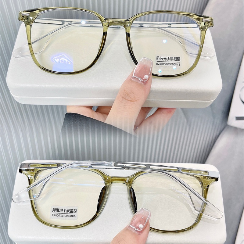 Mắt Kính Gọng Vuông Chống Ánh Sáng Xanh Trong Suốt Thời Trang Hàn Quốc