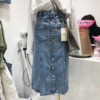 Chân váy jeans nhiều nút size S-5XL