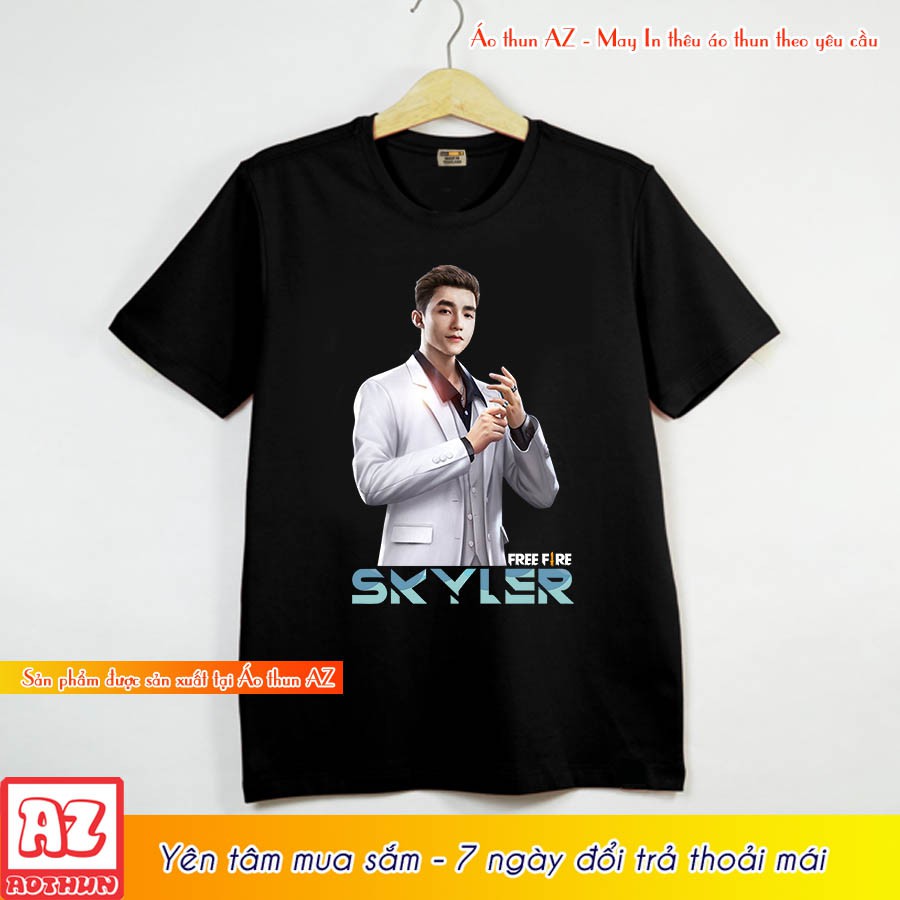 [Mã FASHIONT4MA2 giảm 10K đơn 50K] Áo thun in hình Skyler Sơn Tùng Free Fire - Màu đen và trắng M2856