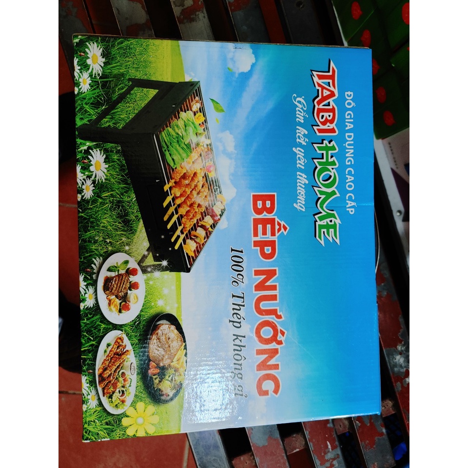 Bếp nướng than hoa không khói ngoài trời (32*26*Cao21cm; Cho 2-4 người) có thể gấp gọn xách tay (khosithuanthanh)