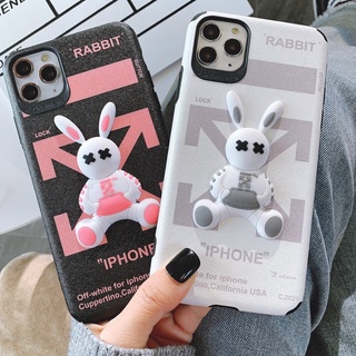 Ốp Lưng Da IMD Full dòng máy Hình Nổi Rabbit Off White
