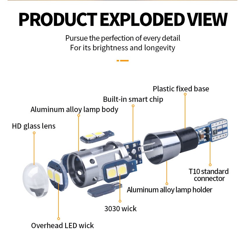 Đèn LED T10 Thay Thế Đèn Đồng Hồ Taplo Ô Tô, Đèn Sương Mù, Xi Nhan Xe Máy Siêu Sáng Với 10SMD 3030 Canbus