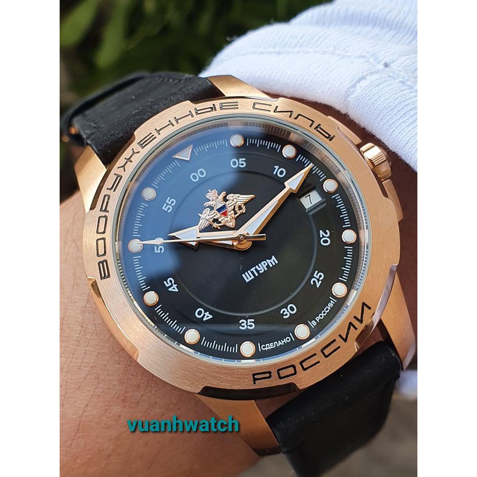Đồng hồ Nga chất Thể thao Sturm 1959001. Đồng hồ Sturm nam máy cơ tự động Automatic, size mặt 42,chống nước 10 ATM