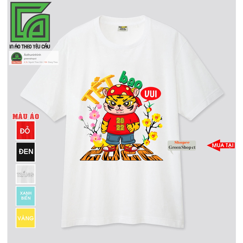 Áo Thun Gia Đình Tết 2022 -Áo Cặp - Áo Nhóm Hình Con Cọp Vải Thái S294 Greenshopct