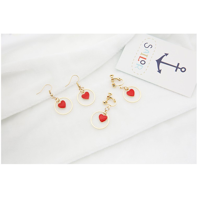 Khuyên tai nữ  mạ vàng trái tim