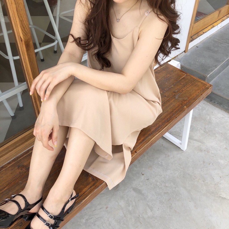 Váy đũi lụa cao cấp 💖 Freeship 💖 Váy 2 dây sexy dáng suông trơn mặc ở nhà - An Xinh Shop