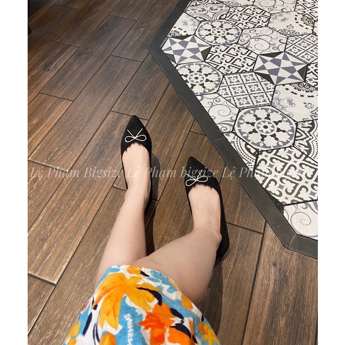 Giày búp bê nữ bigsize, giày búp bê bệt phối khoá nơ [HÀNG VNXK FREESHIP ]