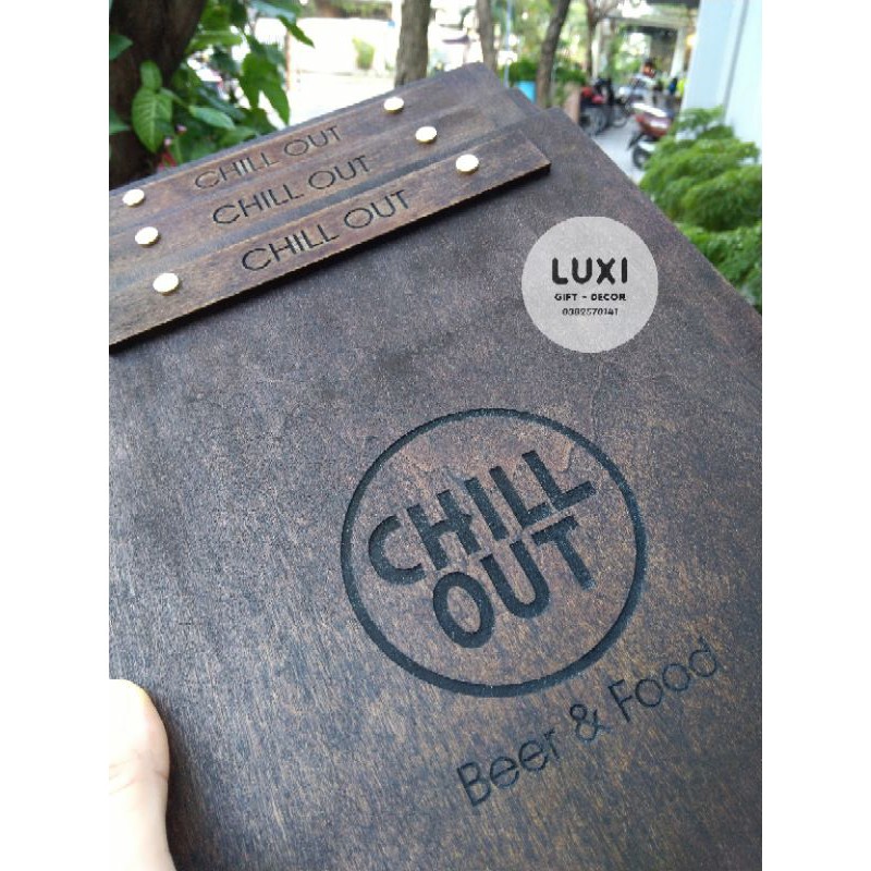 Combo 10 bảng gỗ kẹp menu A4 nhà hàng, quán cà phê,  FREE khắc LOGO - Xưởng LUXI decor