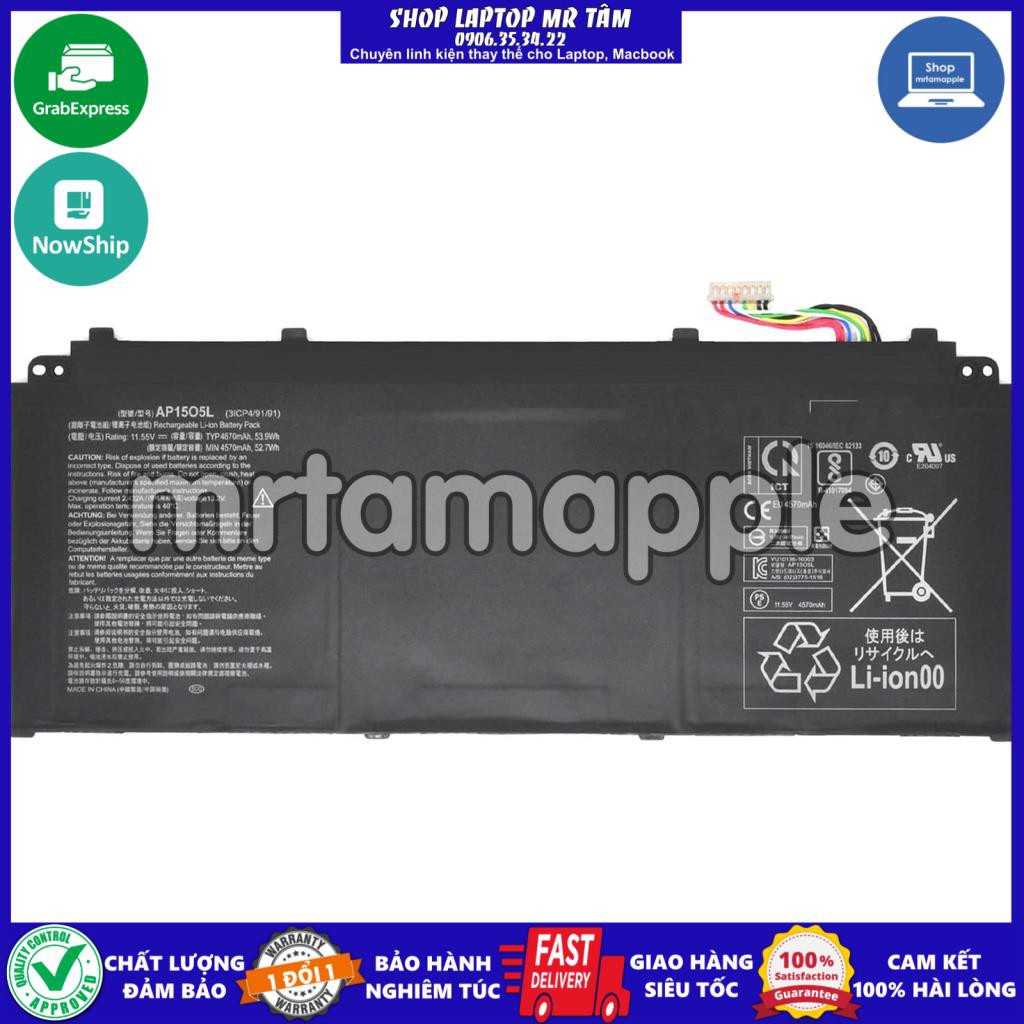 (BATTERY) PIN LAPTOP ACER SF514-51 (AP15O5L) (ZIN) - 3 CELL dùng cho Aspire S5-371, SPIN SP513-52, Swift SF114-32