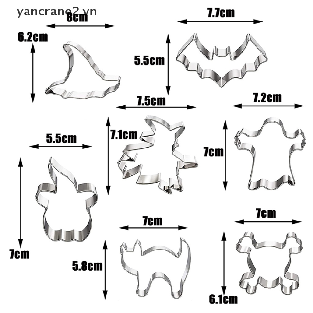 Bộ 7 Khuôn Cắt Bánh Quy Bằng Kim Loại Phong Cách Halloween 2021 {yancrane2.vn}