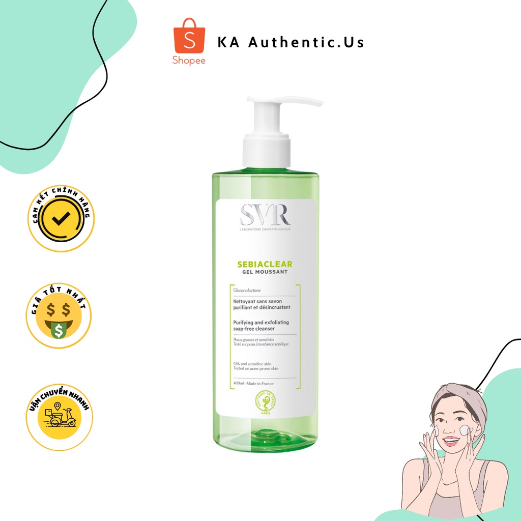 Sữa Rửa Mặt SVR Sebiaclear Gel Moussant Cho Da Dầu Mụn & Da Nhạy Cảm Hàng Pháp