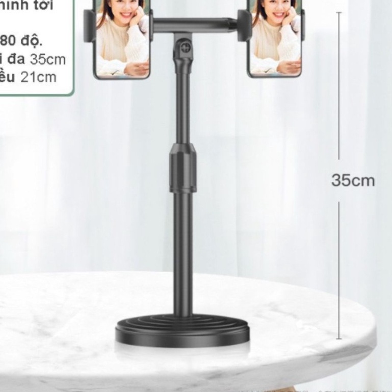 (CHÍNH HÃNG) Giá Đỡ Điện Thoại Để Bàn Kẹp 2 Điện Thoại Livestream Xem Video Xoay 360 Độ Cao Cấp - #kepdienthoai