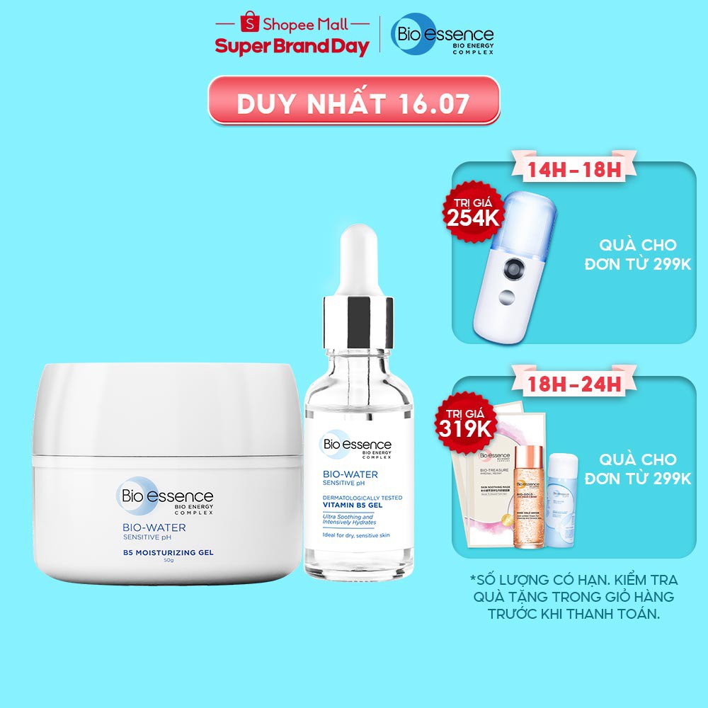 [Mã COSWIPRO8 GIẢM 8% ĐƠN 250K] Combo dưỡng ẩm Bio-Essence Bio-Water (Tinh chất Vitamin B5 30ml+ Kem Moist-in Gel 50g) | BigBuy360 - bigbuy360.vn