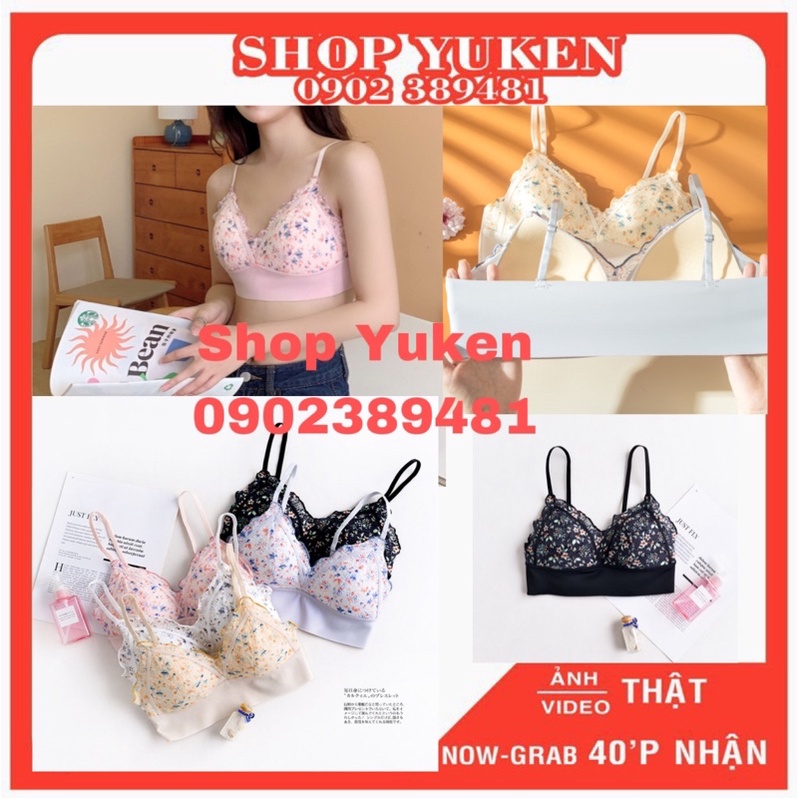 Áo lót nữ ren không gọng.Áo bra coset Su hoa nhí bra lưng siêu êm