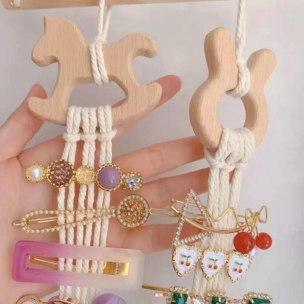 Giá Đỡ Kẹp Tóc Bằng Gỗ Gắn Tường Chắc Chắn